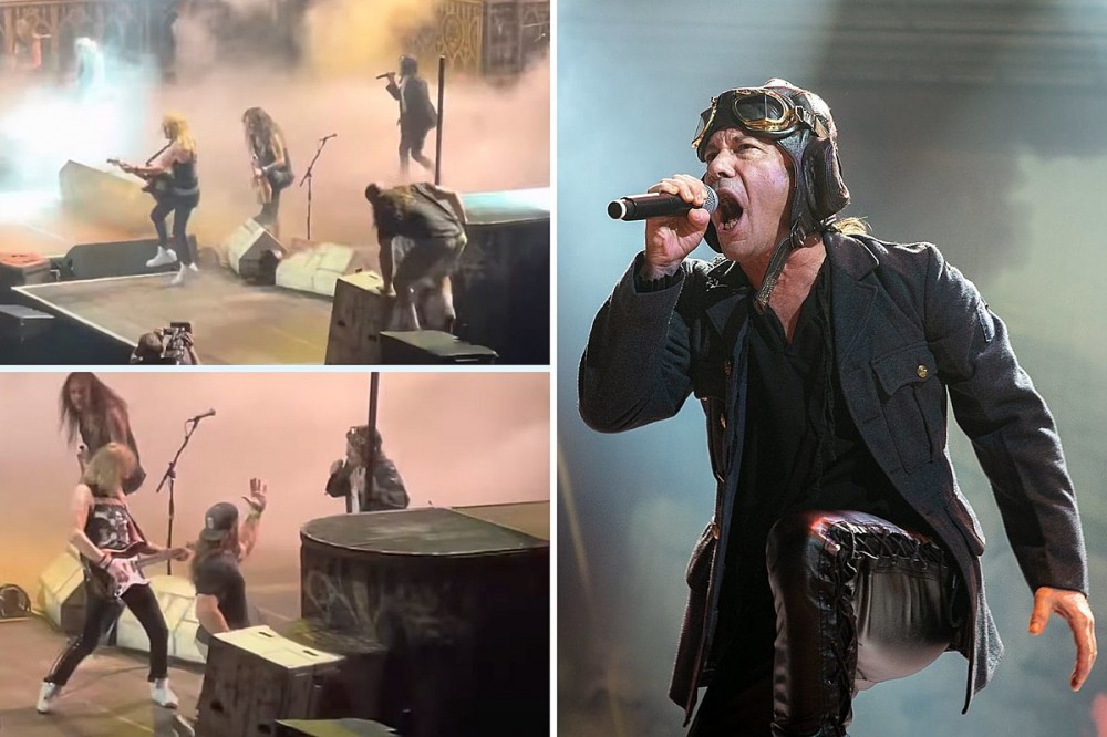 Fan Crashes Iron Maiden Stage, Bruce Dickinson Drags Him Off It